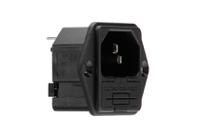 pf000163 Bulgin C14 Panel Mount IEC Connector Male, 10A, 250 V, Fuse Size 5 x 20mm
