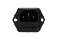 pf000163 Bulgin C14 Panel Mount IEC Connector Male, 10A, 250 V, Fuse Size 5 x 20mm
