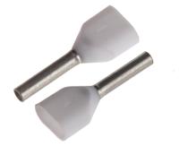 twe05-8 JST, TWE Insulated Crimp Bootlace Ferrule, 8mm Pin Length, 1.5mm Pin Diameter, 2 x 0.5mm² Wire Size, White
